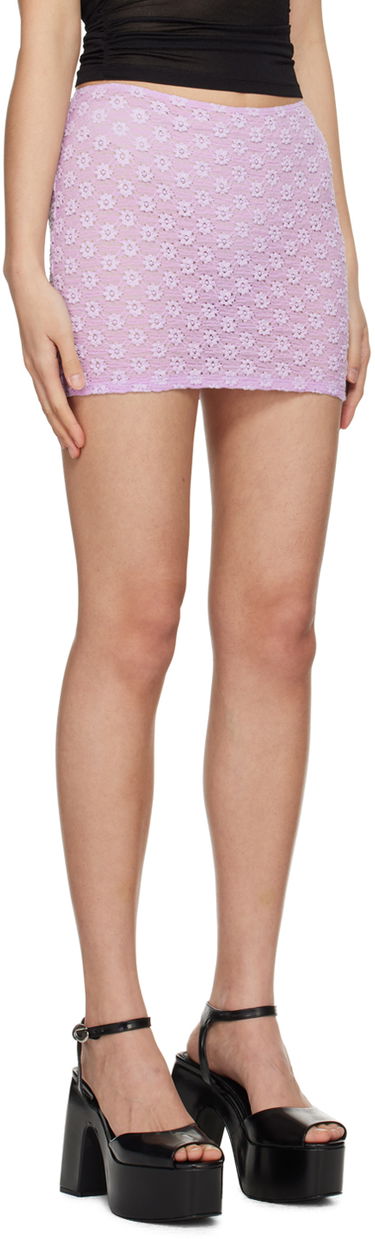 Suknja BY FAR BY FAR Rubi Floral Crochet Miniskirt Ljubičasta | 24CRRMSSKLLSTRL, 1