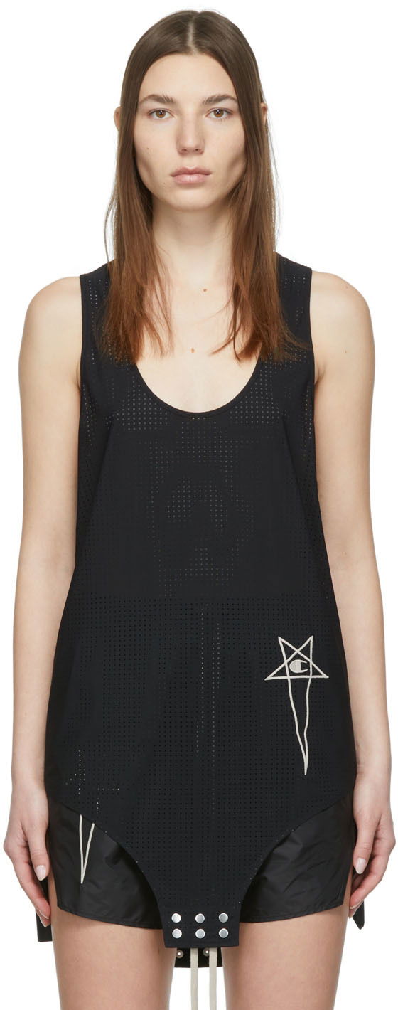 Majica bez rukava Rick Owens Basketball Perforated Tank Top Crna | CW01B5379 CHNET, 0
