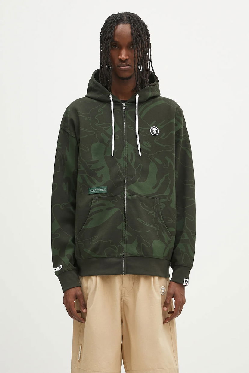 Dukserice AAPE by A Bathing Ape AAPE Now Zip Up Hoodie Zelena | AAPSWMB326XXN