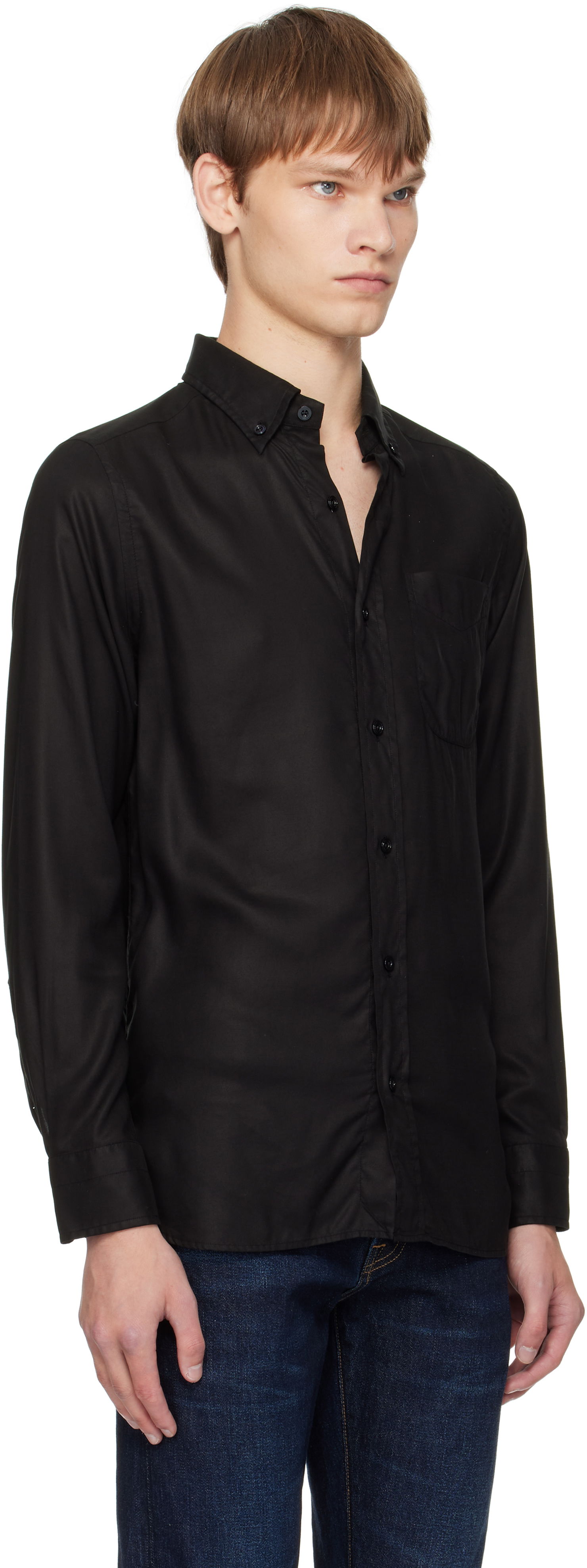 Košulja Tom Ford TOM FORD Gabardine Slim Fit Shirt Crna | HSO001-FMT058, 1