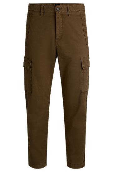Cargo hlače BOSS Stretch Cotton Twill Cargo Trousers Smeđa | 50530599