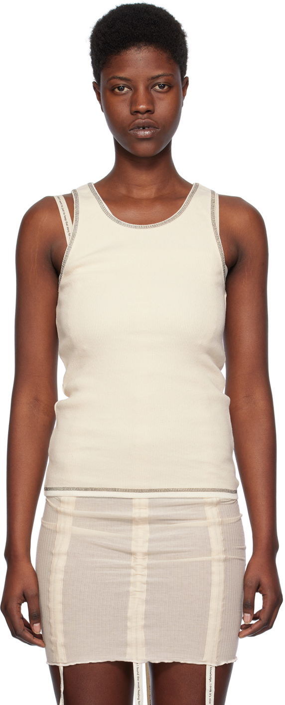 Majica bez rukava Baserange Sleeveless Garble Tank Top Bež | FLGTA-RIB-SP24