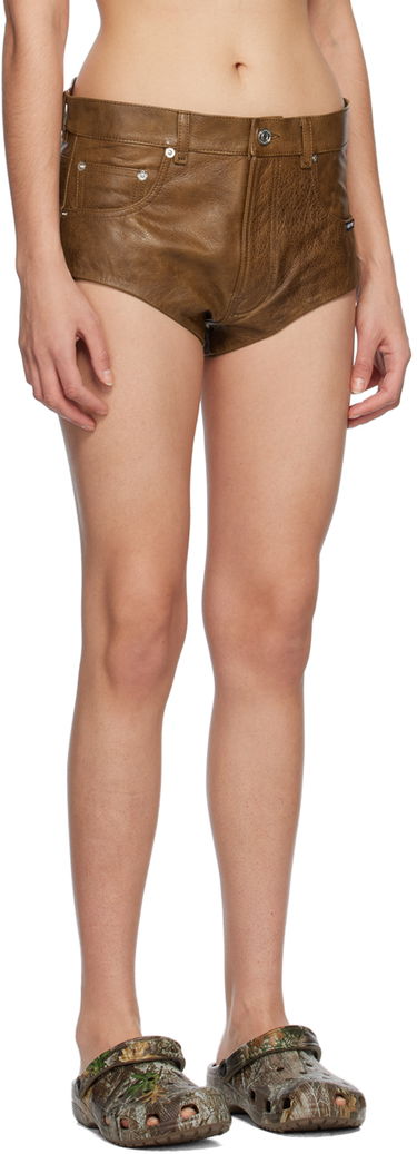 Kratke hlače VETEMENTS Five-Pocket Leather Shorts Smeđa | VL16PA100X, 1