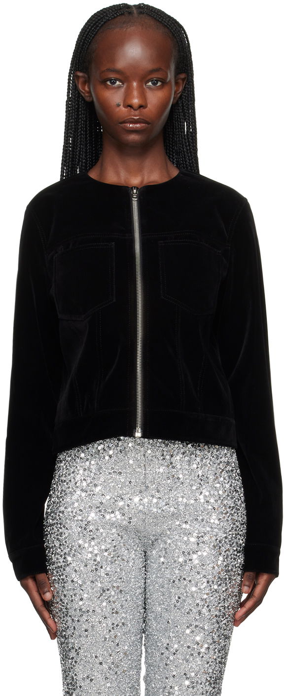 Jakna We11done Velvet Zip-Up Jacket Crna | WD-JK3-23-018-W-BK