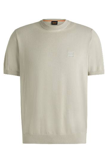 Džemper BOSS Cotton-Cashmere Knit T-Shirt Bež | 50538267