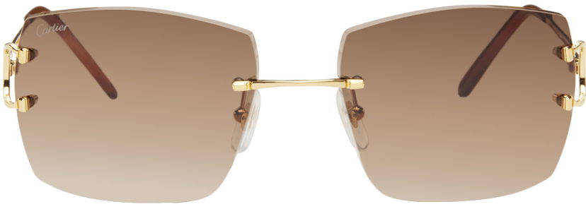 Sunčane naočale Cartier Rectangular Sunglasses Bež | CT0009RS