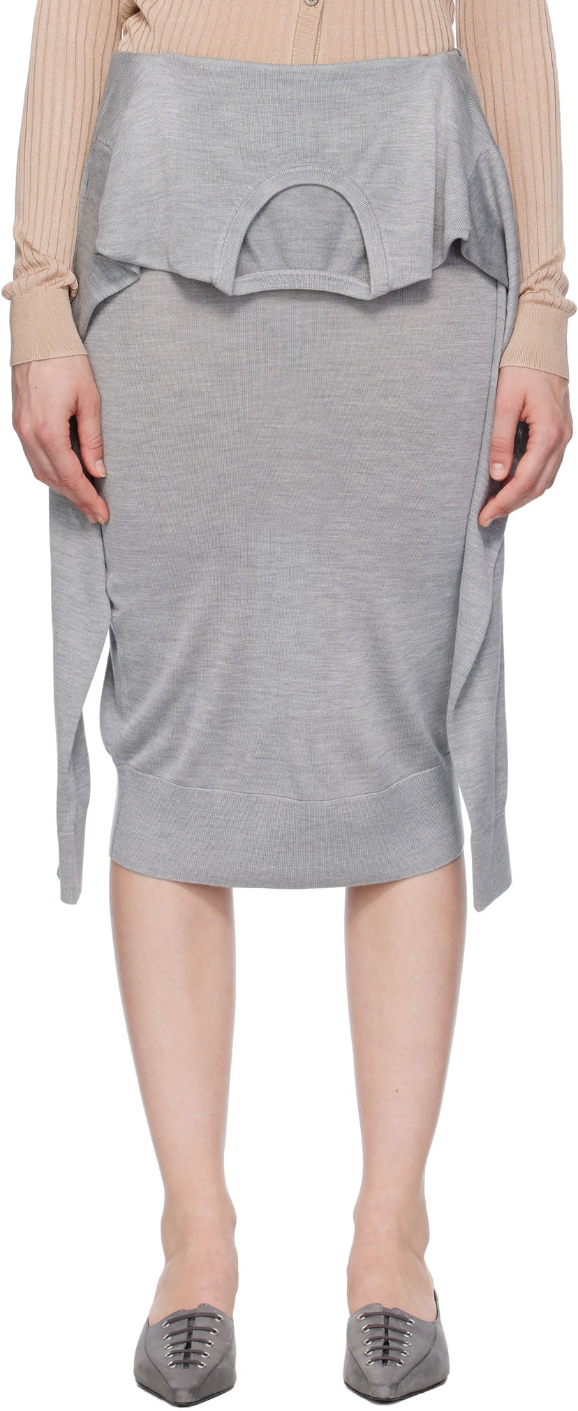 Suknja Acne Studios Acne Studios Layered Midi Skirt Siva | AF0527-