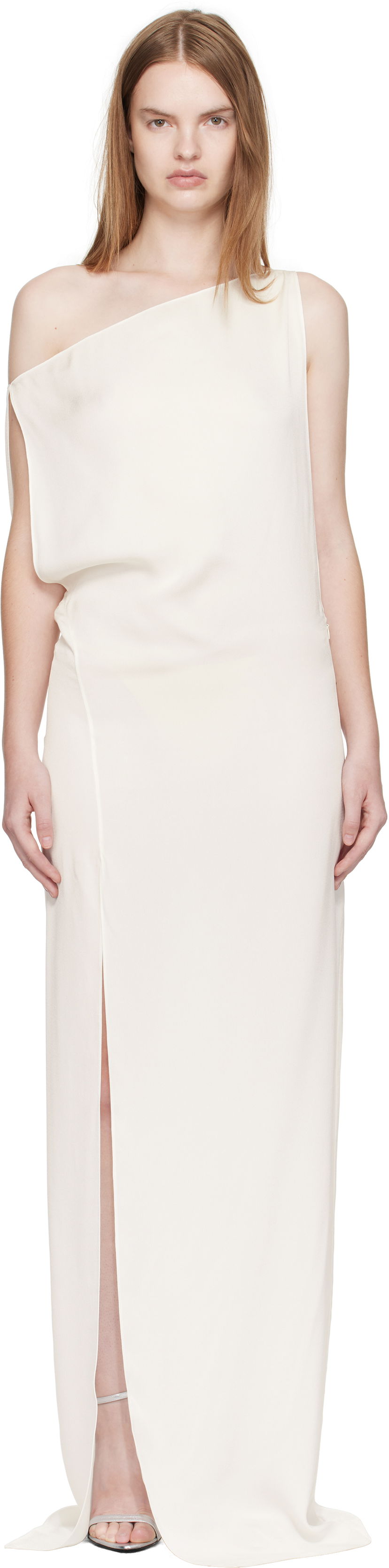Haljina Tom Ford Tom Ford Off The Shoulder Evening Maxi Dress Bijela | AB3523-FAX1446