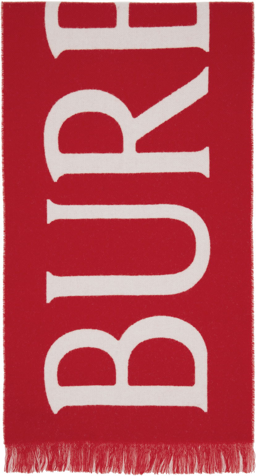 Šal Burberry Burberry Logo Wool Scarf Crvena | 8109564