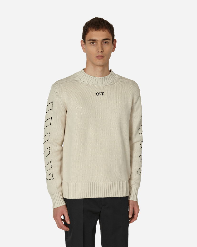 Džemper Off-White Stitch Arrows Diags Knit Sweater Beige Bež | OMHE172F23KNI001 6110