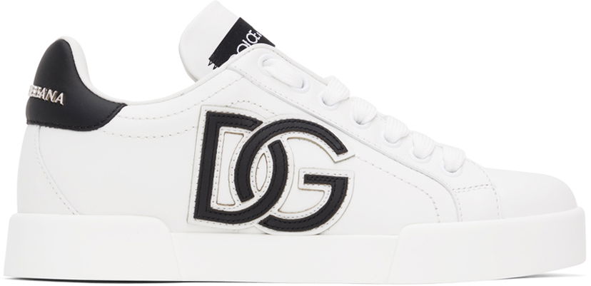 Tenisice i cipele Dolce & Gabbana White & Black Portofino Sneakers Bijela | CK1545 AC330