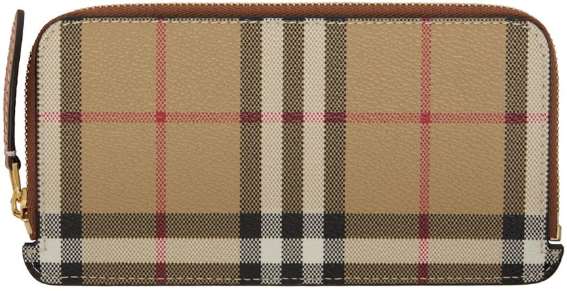Novčanik Burberry Check Zip Card Holder Bež | 8073978