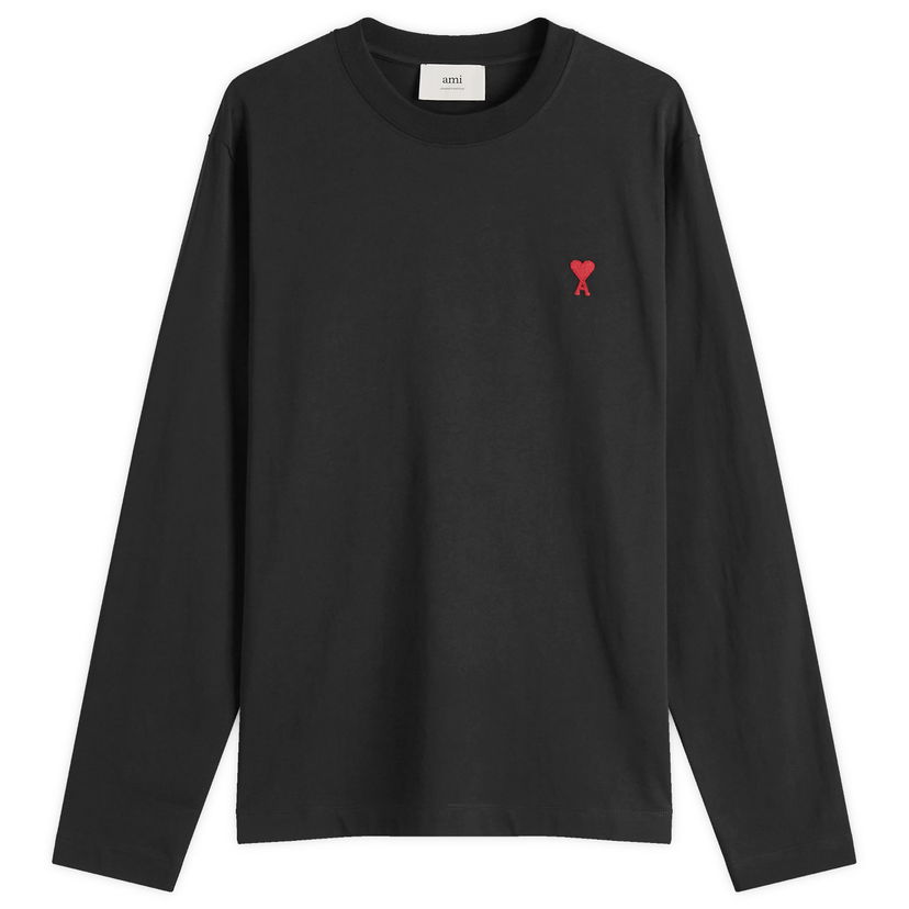 Majica kratkih rukava AMI AMI Paris Small A Heart Long Sleeve T-Shirt, Size Large Crna | BFUTS235-724-001