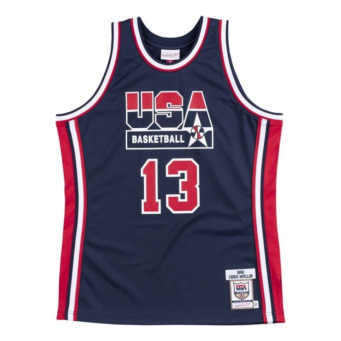 Dres Mitchell & Ness Mitchell & Ness Team USA Chris Mullin 1992 Authentic Jersey Tamnoplava | AJY4GS18417-USANAVY92CMU
