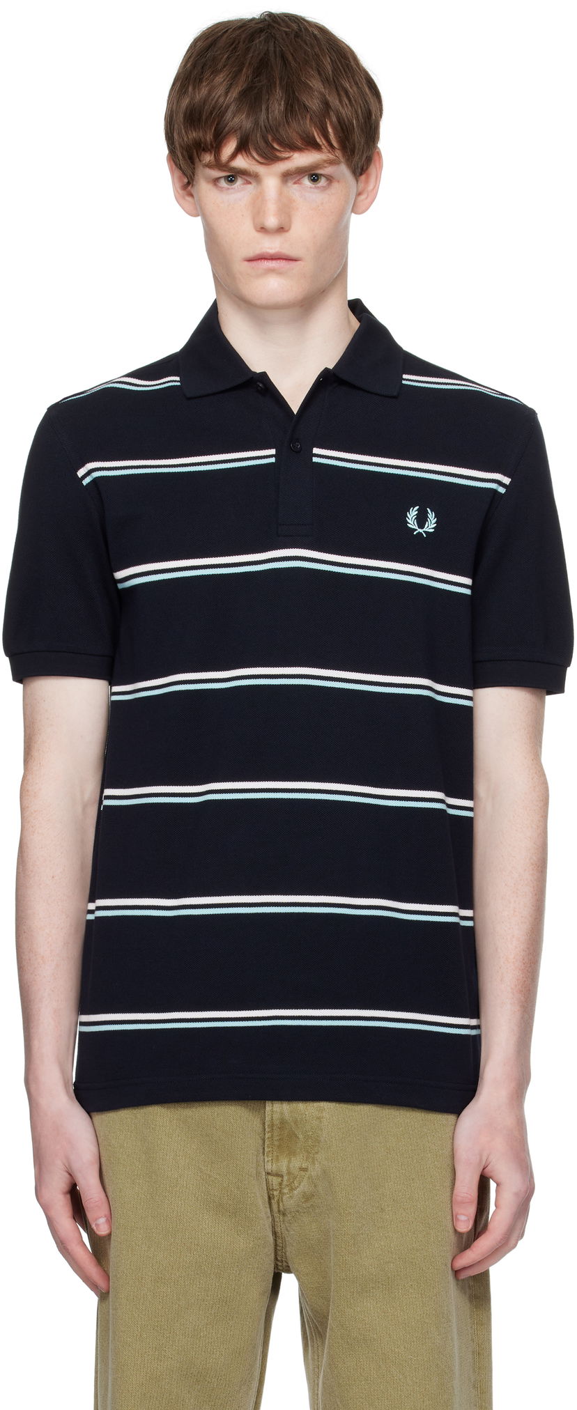 Polo majica Fred Perry Fred Perry Striped Polo Tamnoplava | M9905