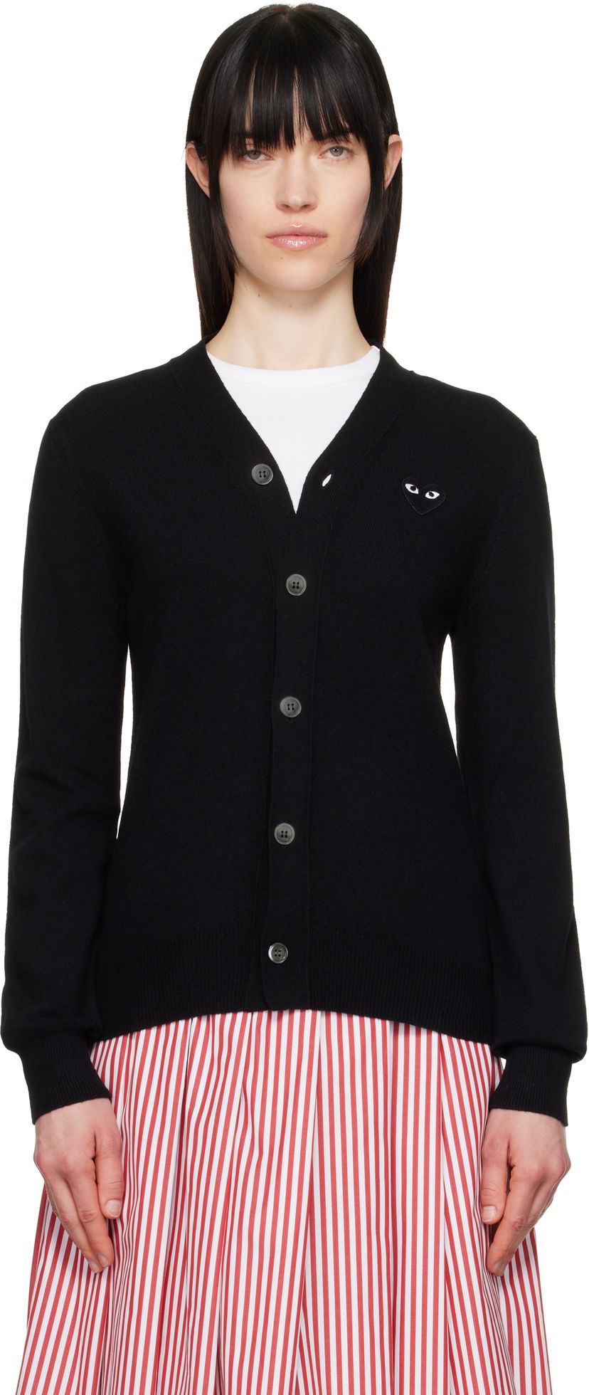 Džemper Comme des Garçons COMME des GARÇONS PLAY Heart Cardigan Crna | AX-N024-051