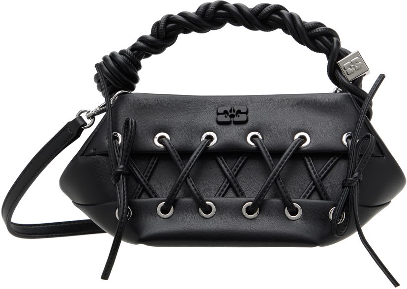 Ručna torbica GANNI GANNI Mini Bou Lace-Up Bag Crna | A6635