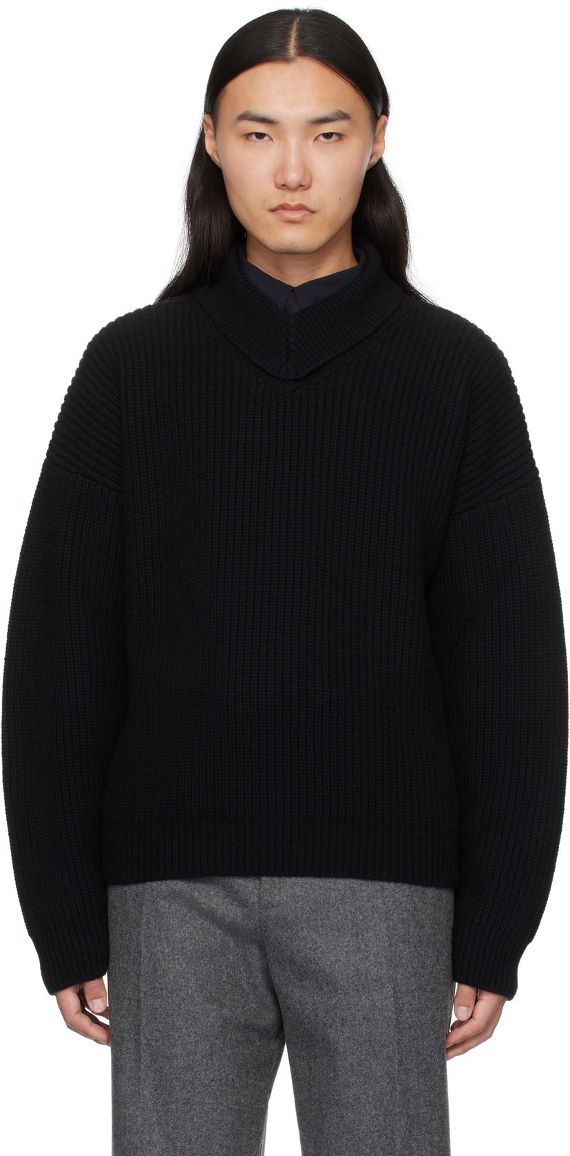 Džemper Bottega Veneta Veneta Wool & Cashmere Rib Turtleneck Crna | 812511V4VY01000