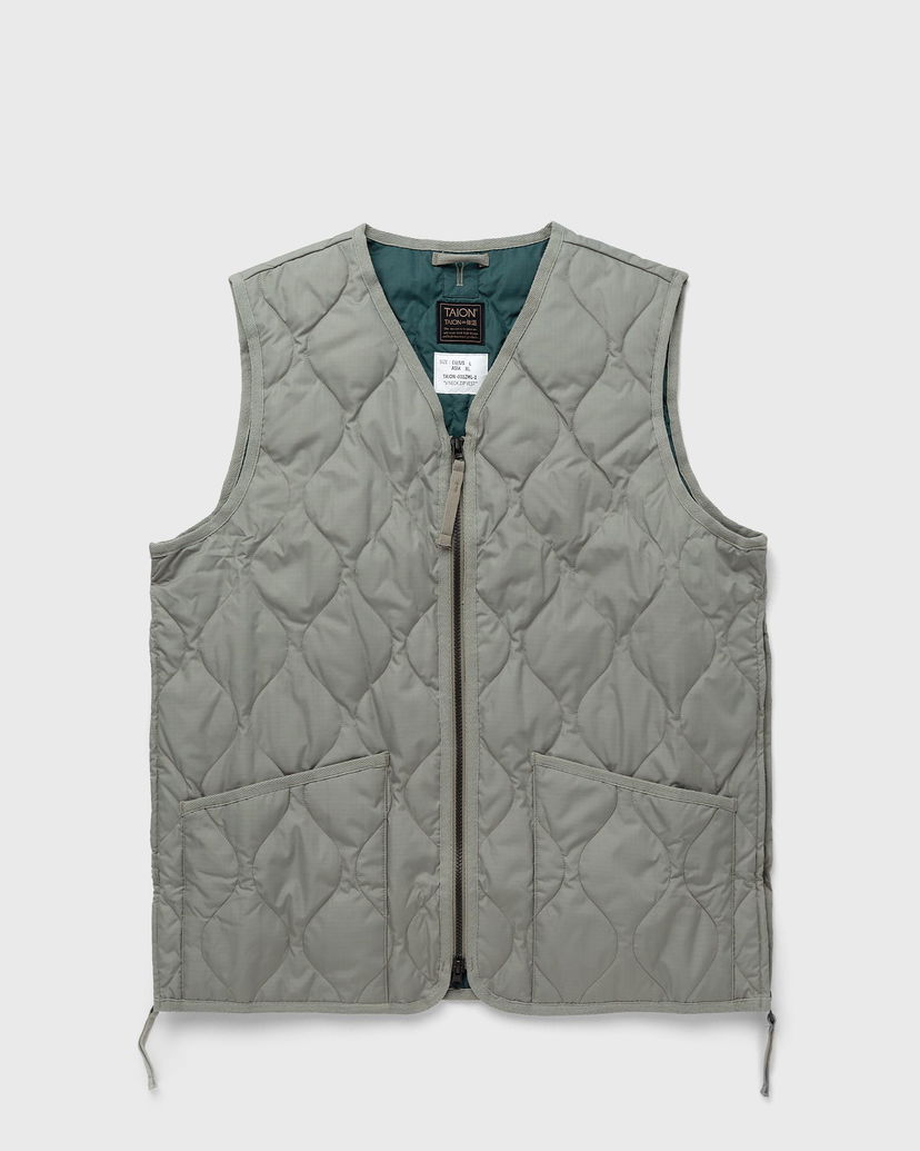 Prsluk TAION MILITARY ZIP V NECK DOWN VEST Zelena | TAION-001ZML-1-GREEN