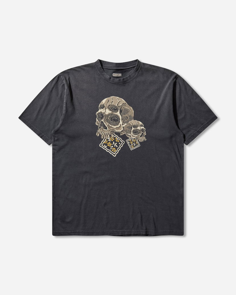 Majica kratkih rukava KAPITAL Jersey Crew T-Shirt Peckish Rain Skull Crna | K2506SC233 BLACK
