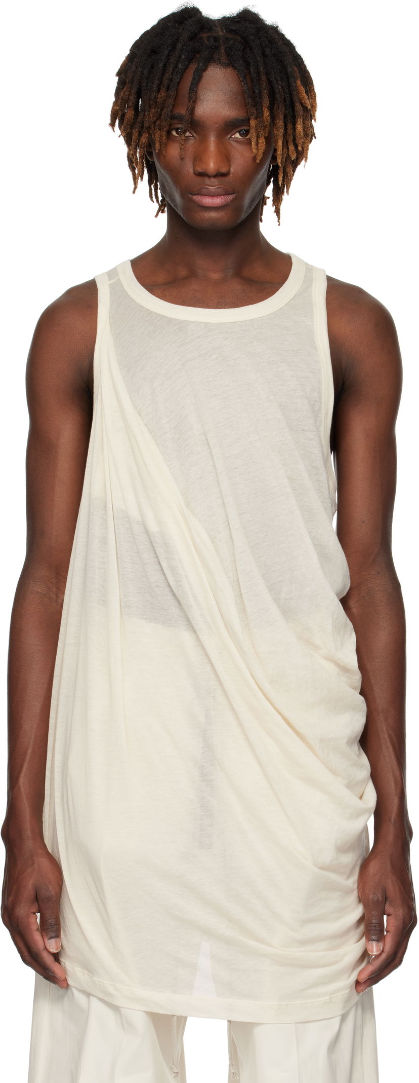 Majica bez rukava Rick Owens Rick Owens Hollywood Anthem Draped Tank Top Bijela | RU01E5152 UC