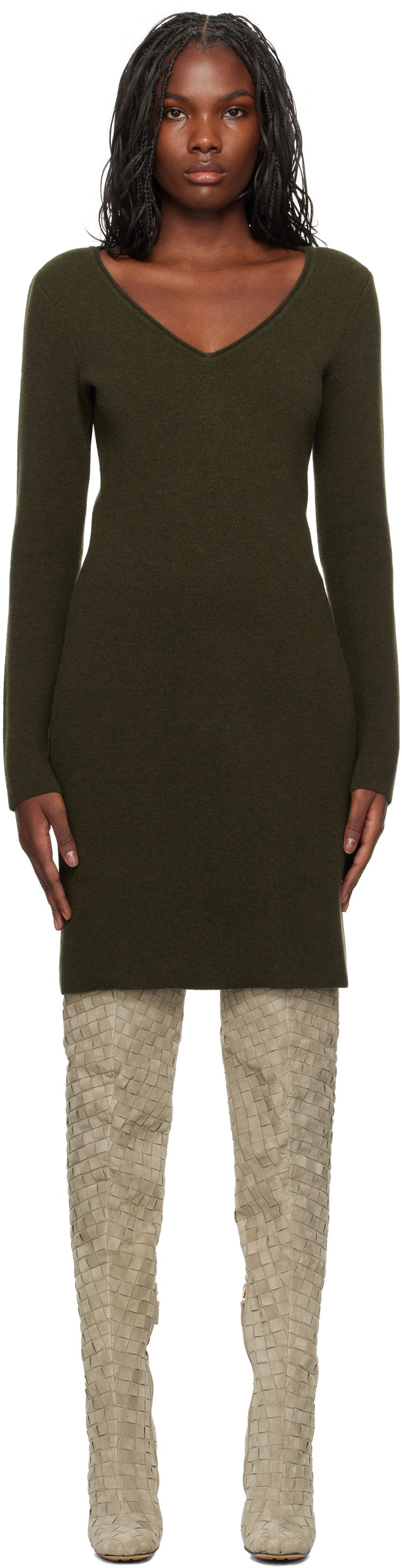 Haljina FERRAGAMO Knitted Mini Dress Zelena | 777839