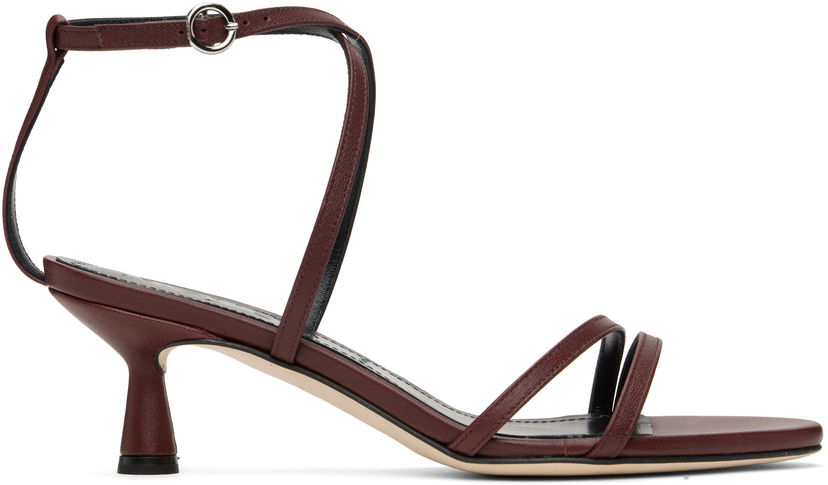 Dodaci Aeyde Aeyde Maeve Leather Heeled Sandals Tamnocrvena | A11-HS-PRAR55ST156-SS25-955-007
