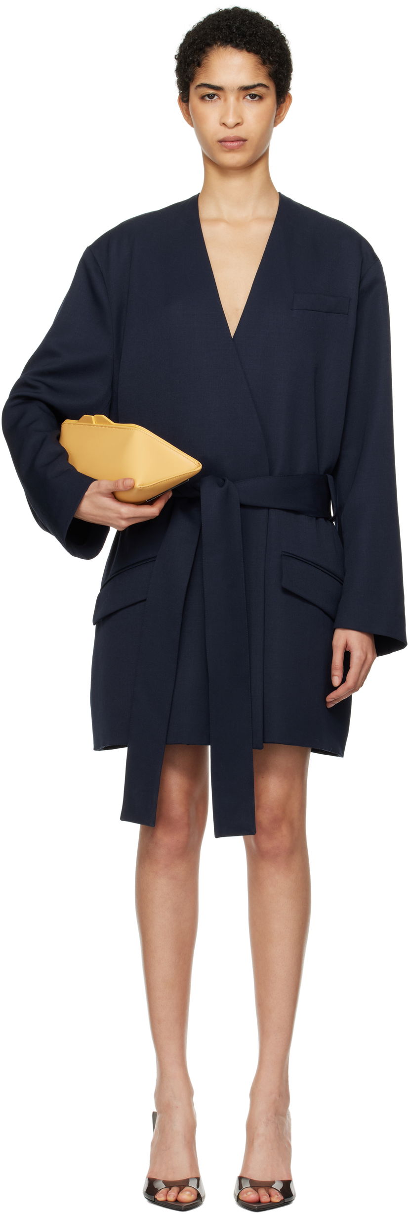 Haljina The Attico Attico Wrap Blazer Mini Dress Tamnoplava | 250WCC00080 WWW046AA