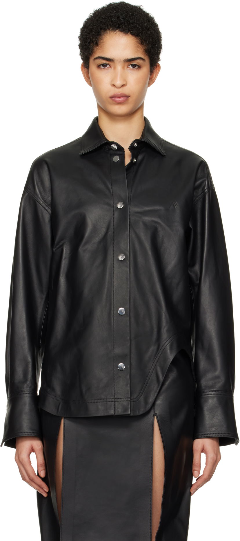 Košulja The Attico Attico Eliza Leather Shirt Crna | 250WCB00074 LBT129AA