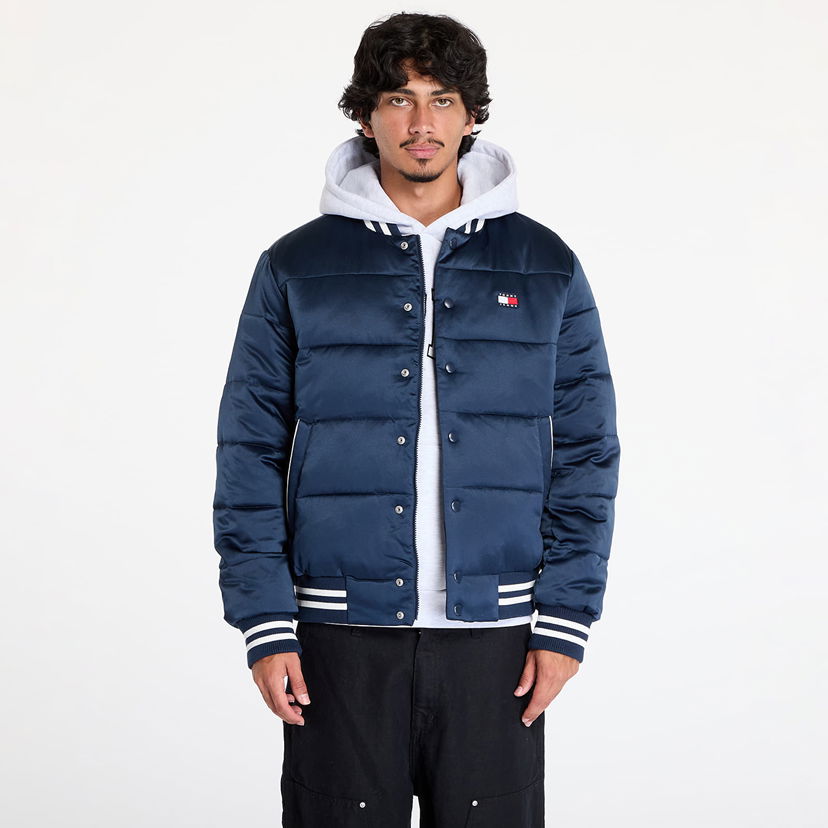 Pernata jakna Tommy Hilfiger Satin Puffer Jacket Blue Tamnoplava | DM0DM20468 C1G