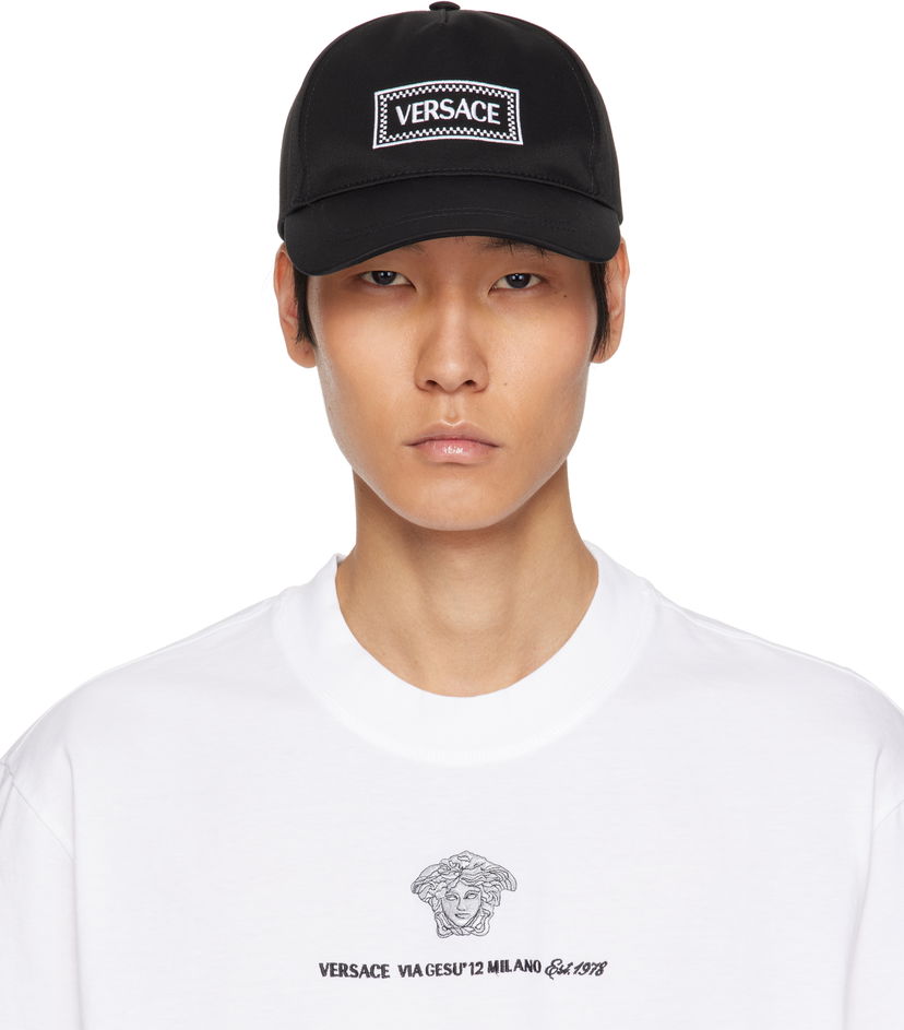 Kapa Versace Versace Embroidered Drill Cap Crna | 1010746_1A11316