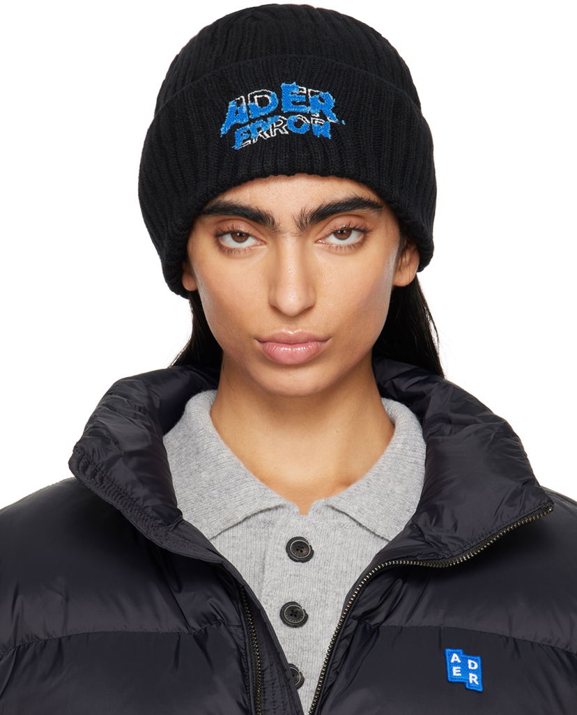 Kapica ADER ERROR Logo Embroidered Beanie Crna | BN26FYHW0501BK