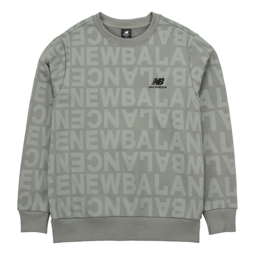 Džemper New Balance Logo Full Print Sports Round Neck Pullover Zelena | AMT14333-OLG
