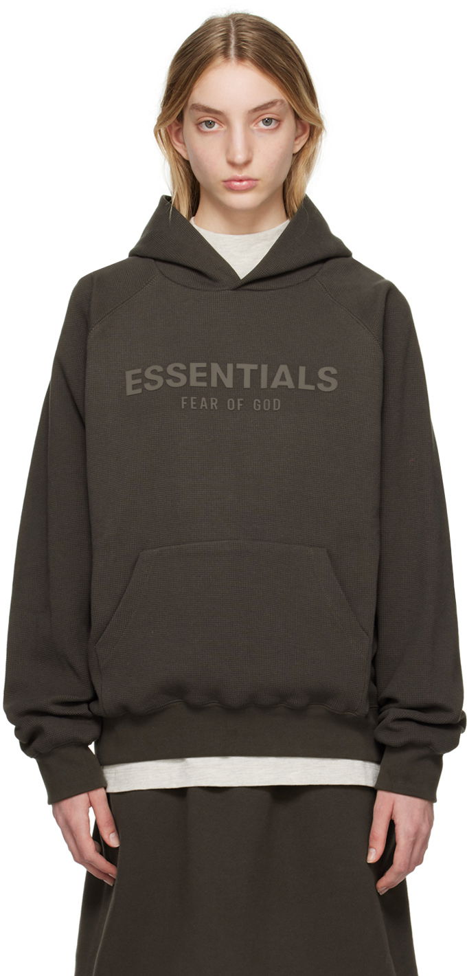 Dukserice Fear of God Fear of God ESSENTIALS Raglan Waffle Knit Hoodie Smeđa | 192BT224020F