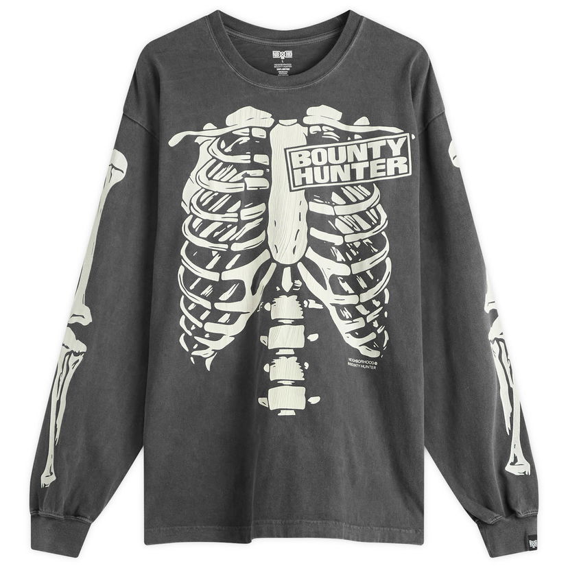 Majica kratkih rukava Neighborhood Neighborhood x Bounty Hunter Skeleton Graphic Long Sleeve T-Shirt, Size Large Siva | 251PCBHN-LT01-BLK