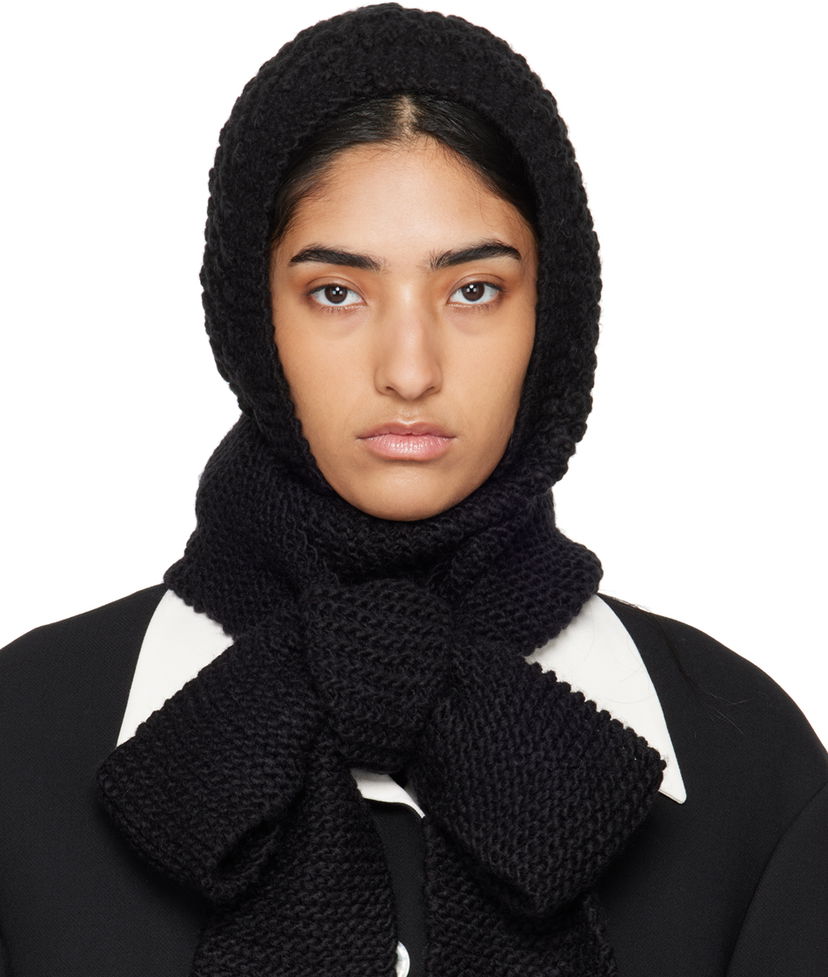 Šal SHUSHU/TONG SHUSHU/TONG Knit Bowknot Hooded Scarf Crna | MWDCAC05 ACR001