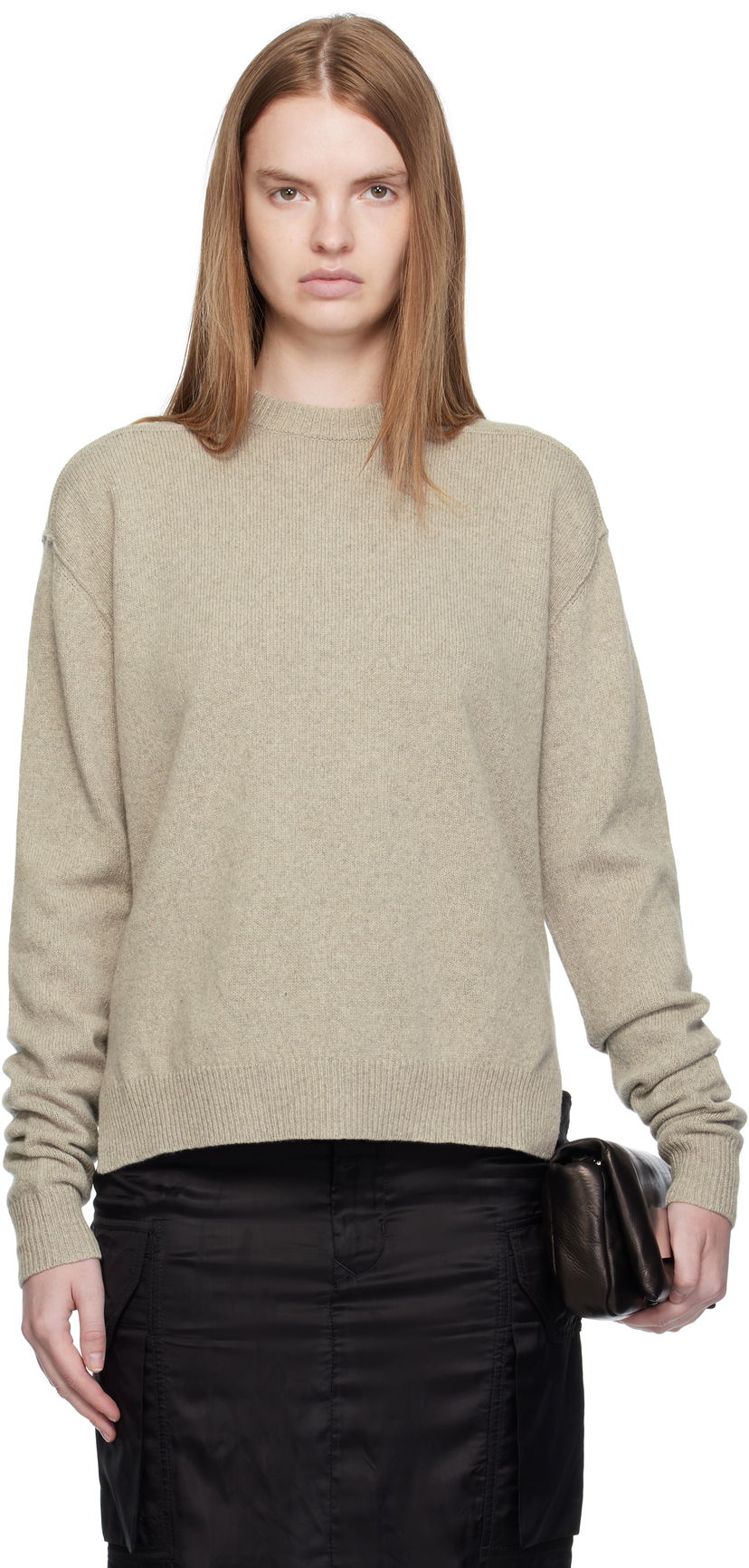 Džemper Rick Owens Rick Owens Concordians Round Neck Sweater Bež | RP02E4679 WSBR