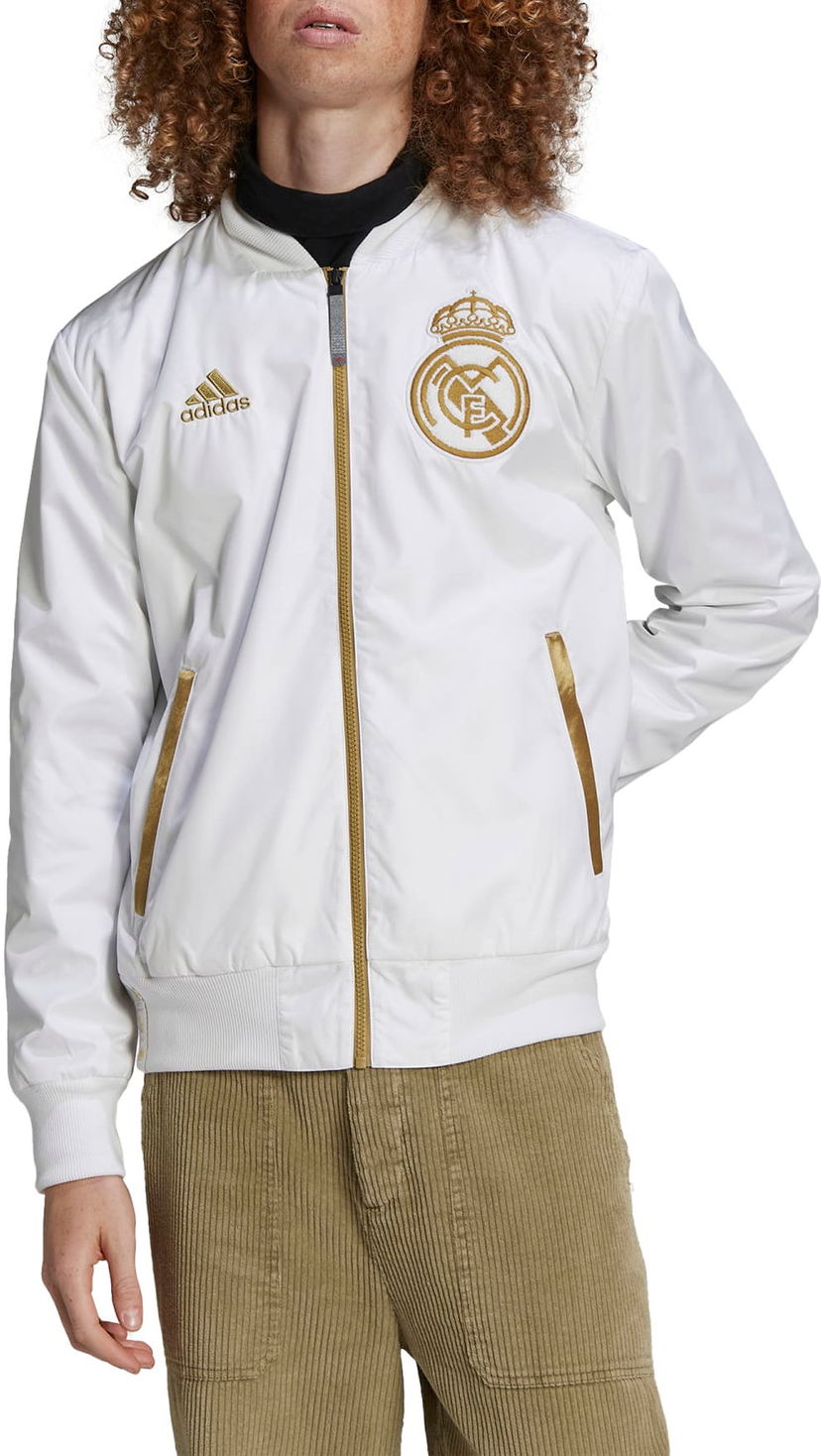 Bomber jakna adidas Originals Real Madrid White Bomber Jacket Bijela | ha2530
