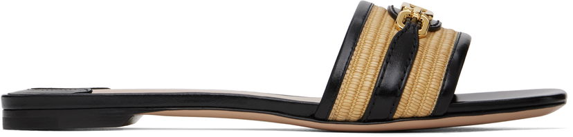 Dodaci Tom Ford TOM FORD Raffia Calfskin Slide Sandals Crna | W3523-TRA004G