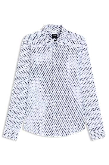 Košulja BOSS Slim Fit Performance-Stretch Printed Shirt Bijela | 50545270