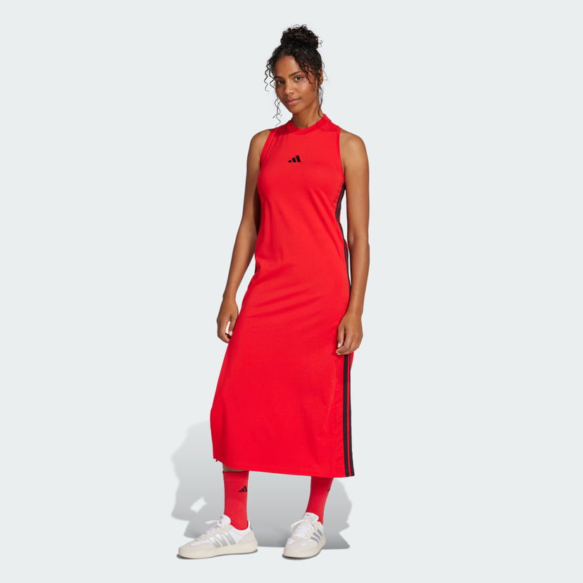 Haljina adidas Performance 3-Stripes Long Racerback Dress Crvena | JE1206