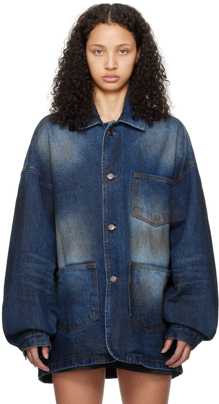 Jakna We11done We11done Smudged Denim Jacket Plava | WD-DJ0-24-319-U-BL