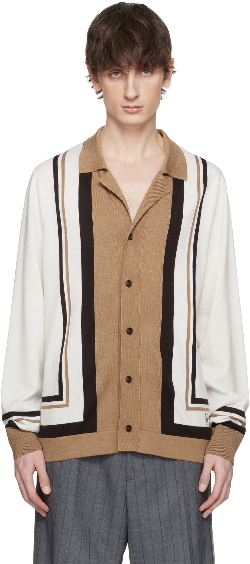 Džemper Dolce & Gabbana Dolce&Gabbana Wool DG Embroidery Cardigan Smeđa | GXV35ZJFMDU