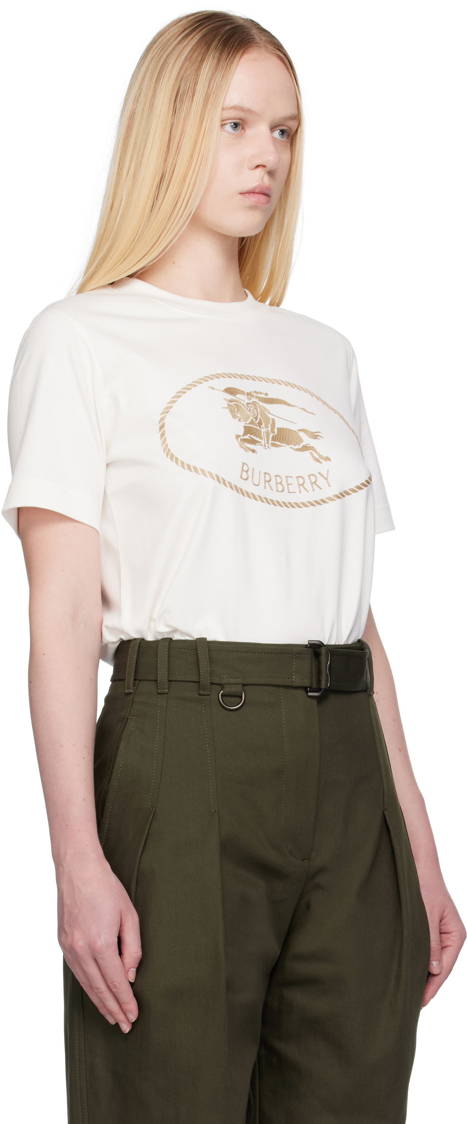 Majica kratkih rukava Burberry Burberry Knight Stamp Cotton T-Shirt Bijela | 8109817, 1