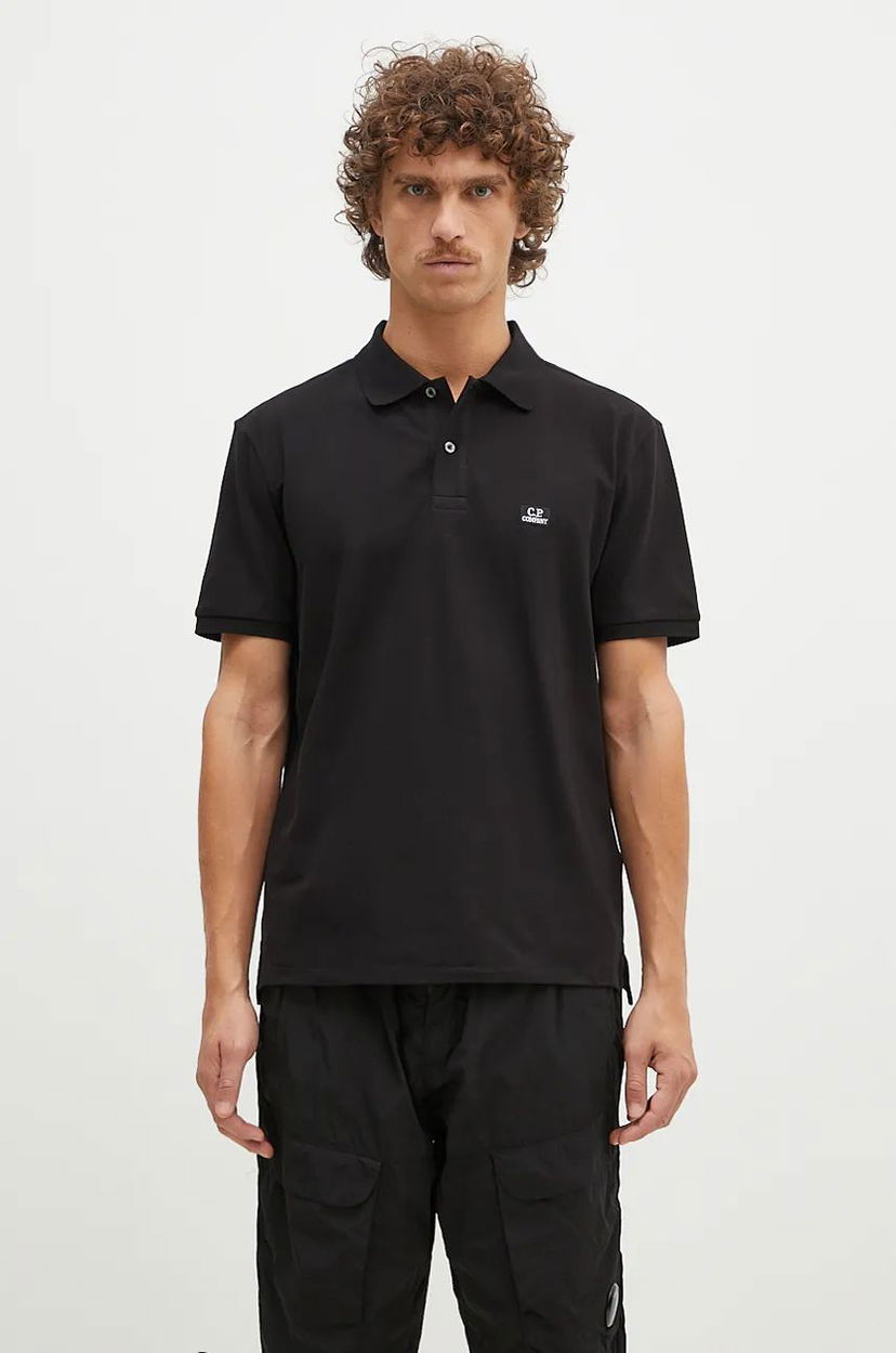 Polo majica C.P. Company Stretch Piquet Logo Polo Shirt Crna | 17CMPL065A005263W