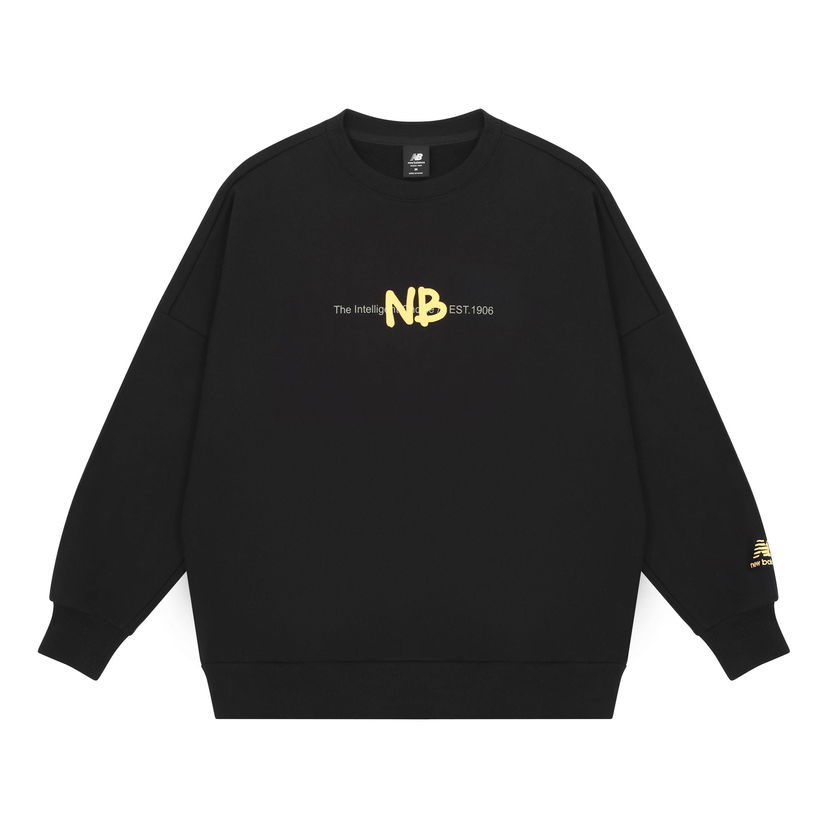 Džemper New Balance Logo Printing Knit Pullover Crna | AMT13365-BK