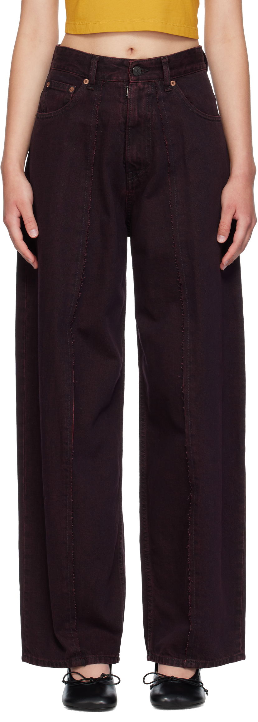 Jeans Maison Margiela MM6 Maison Margiela Wide-Leg Jeans Tamnocrvena | S52LA0264 M30032