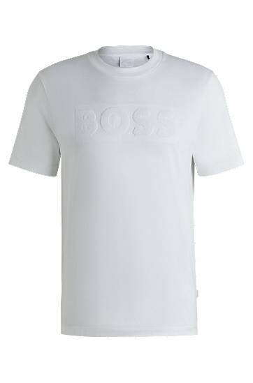 Majica kratkih rukava BOSS BOSS Cotton-Jersey T-Shirt with Embossed Logo Bijela | 50536796