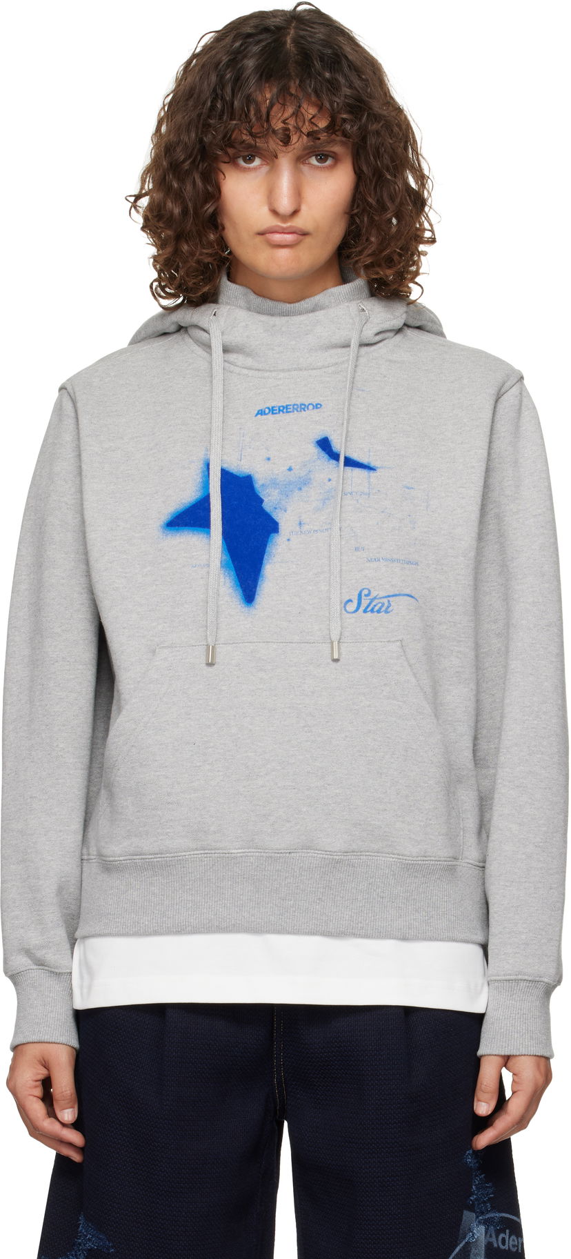 Dukserice ADER ERROR Star Print Hoodie Siva | BN01FWHD0103GR