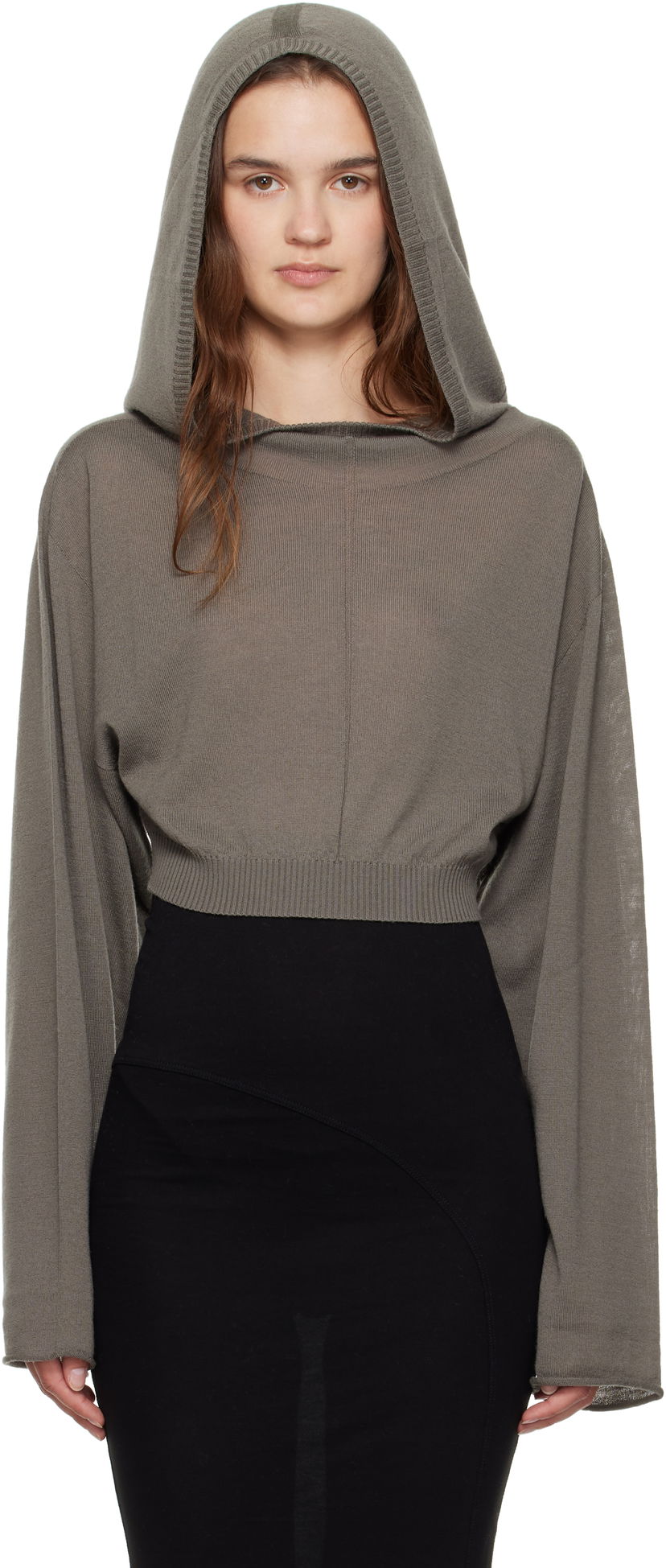 Dukserice Rick Owens Rick Owens Cropped Hooded Tunic Siva | RP02E4632 M